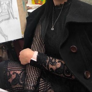 Black lace dress with long sleeves